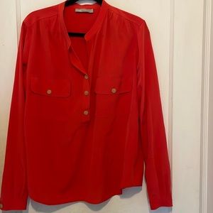 Vince silk utility blouse, red, large